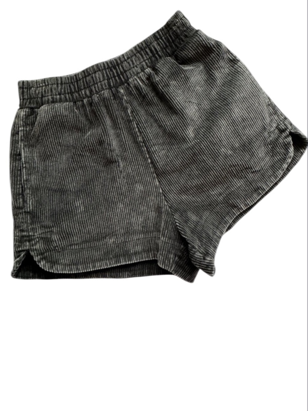 She + Sky High Rise Washed Corduroy Shorts in Black